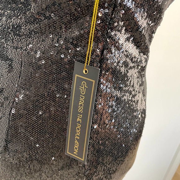 Dress The Population Ingrid Sequin Trumpet Gown In Black Size Small New - Picture 13 of 16